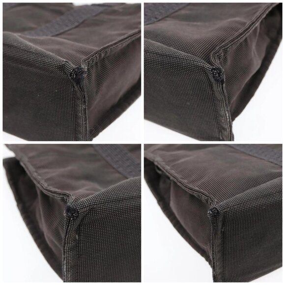 HERMES Her Line MM Hand Bag Nylon Gray Silver Auth - Picture 15 of 15